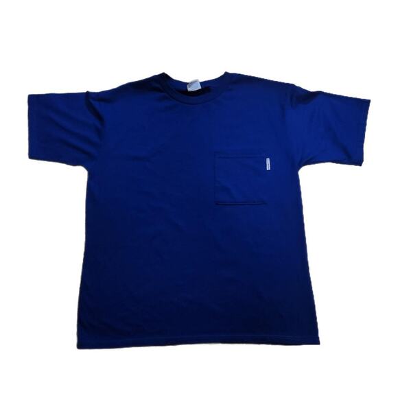 VINTAGE CLASSIC II BLANK NAVY POCKET TSHIRT PREPPY BASIC - Picture 1 of 3